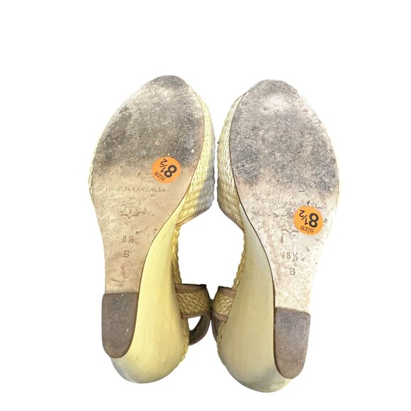 Loeffler Randall Woven Straw & Leather Peep-Toe Valentine Wedge Heels 8.5 - Picture 9 of 9